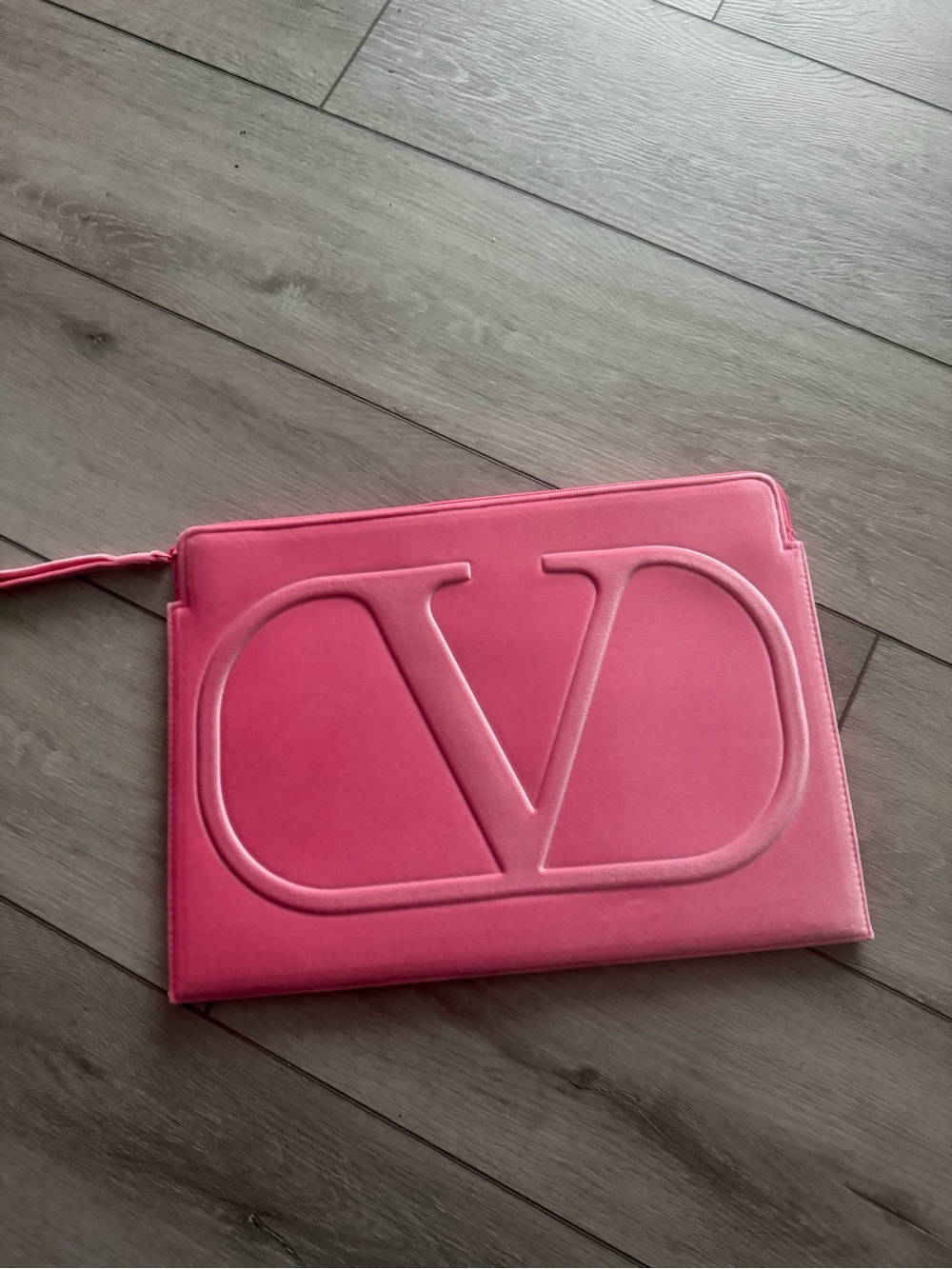 Valentino Hot Pink Embossed V laptop pouch